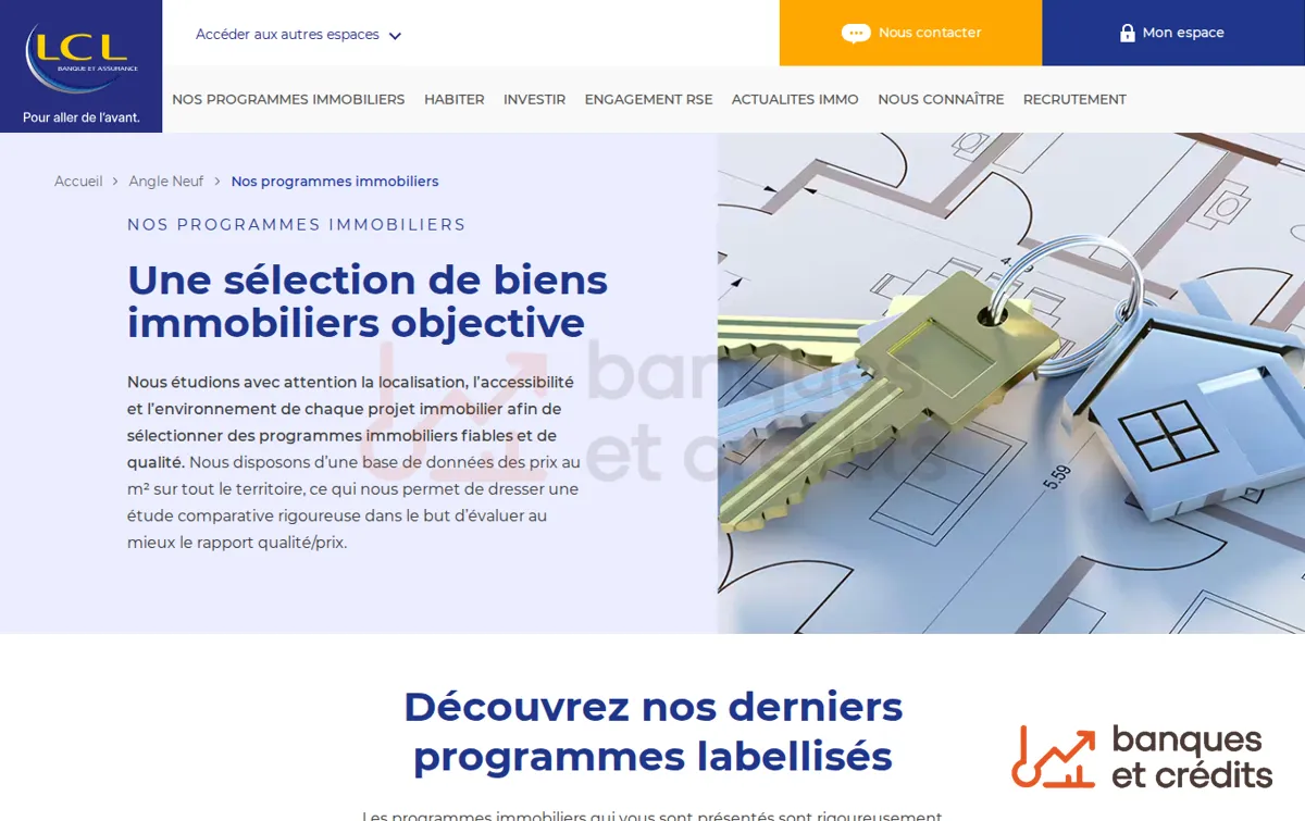 Capture : Nos programmes immobiliers Angle Neuf - LCL Banque et…